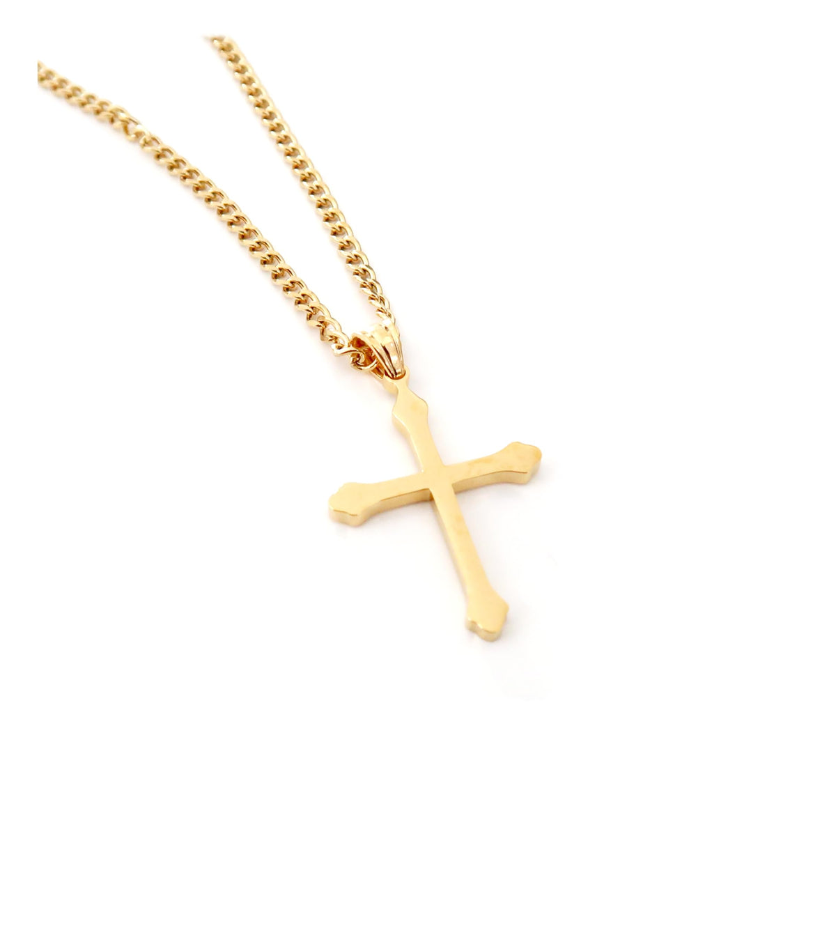 Small Budded Cross Necklace – 24K Gold