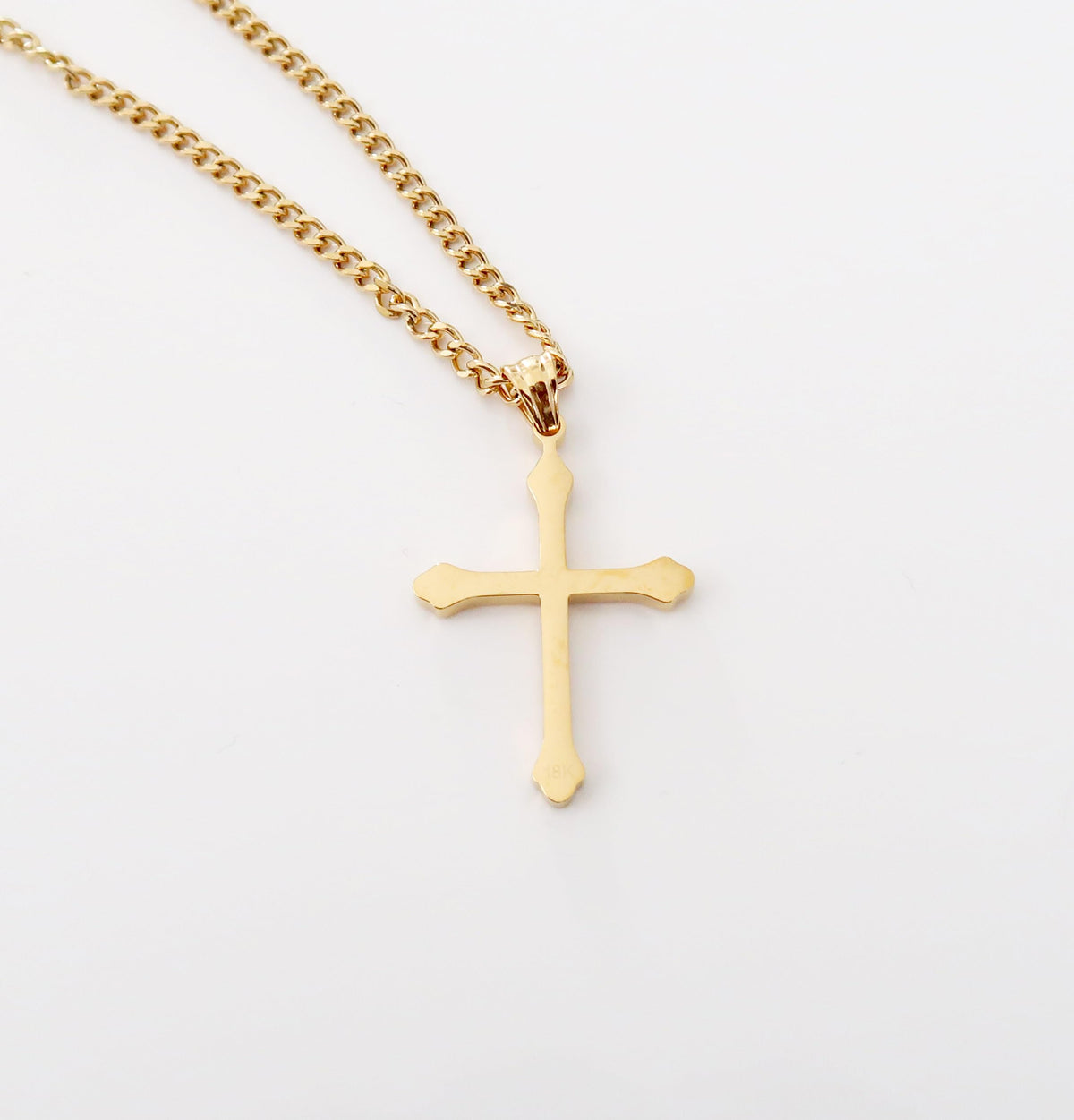 Small Budded Cross Necklace – 14K Gold
