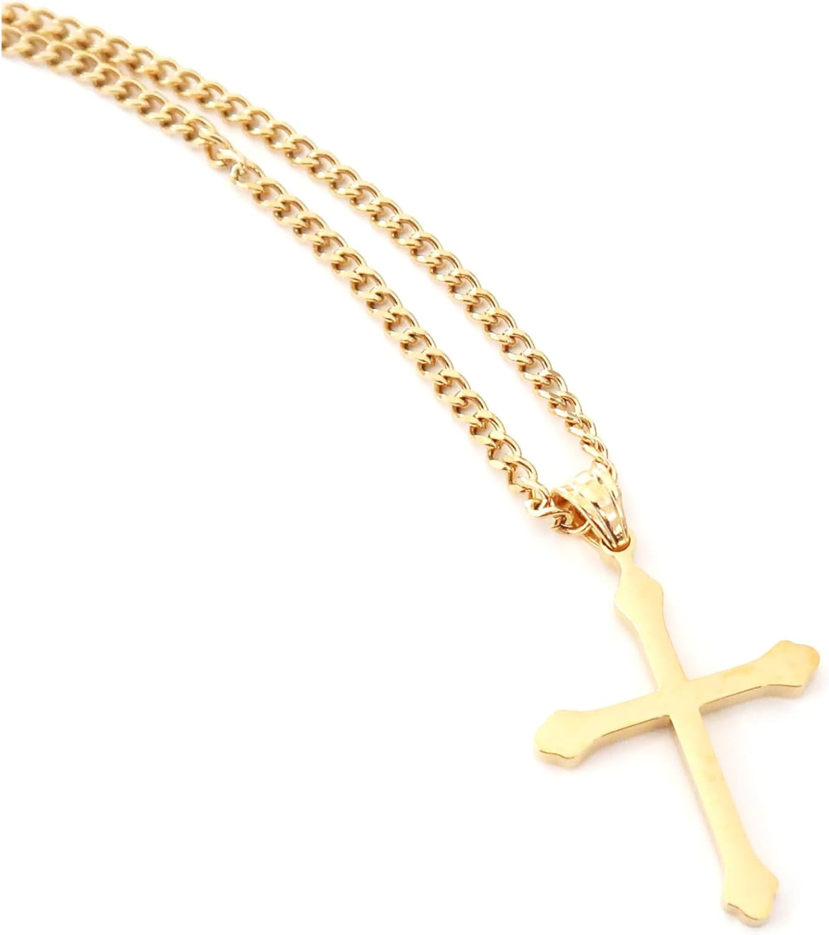 Small Budded Cross Necklace – 18K Gold