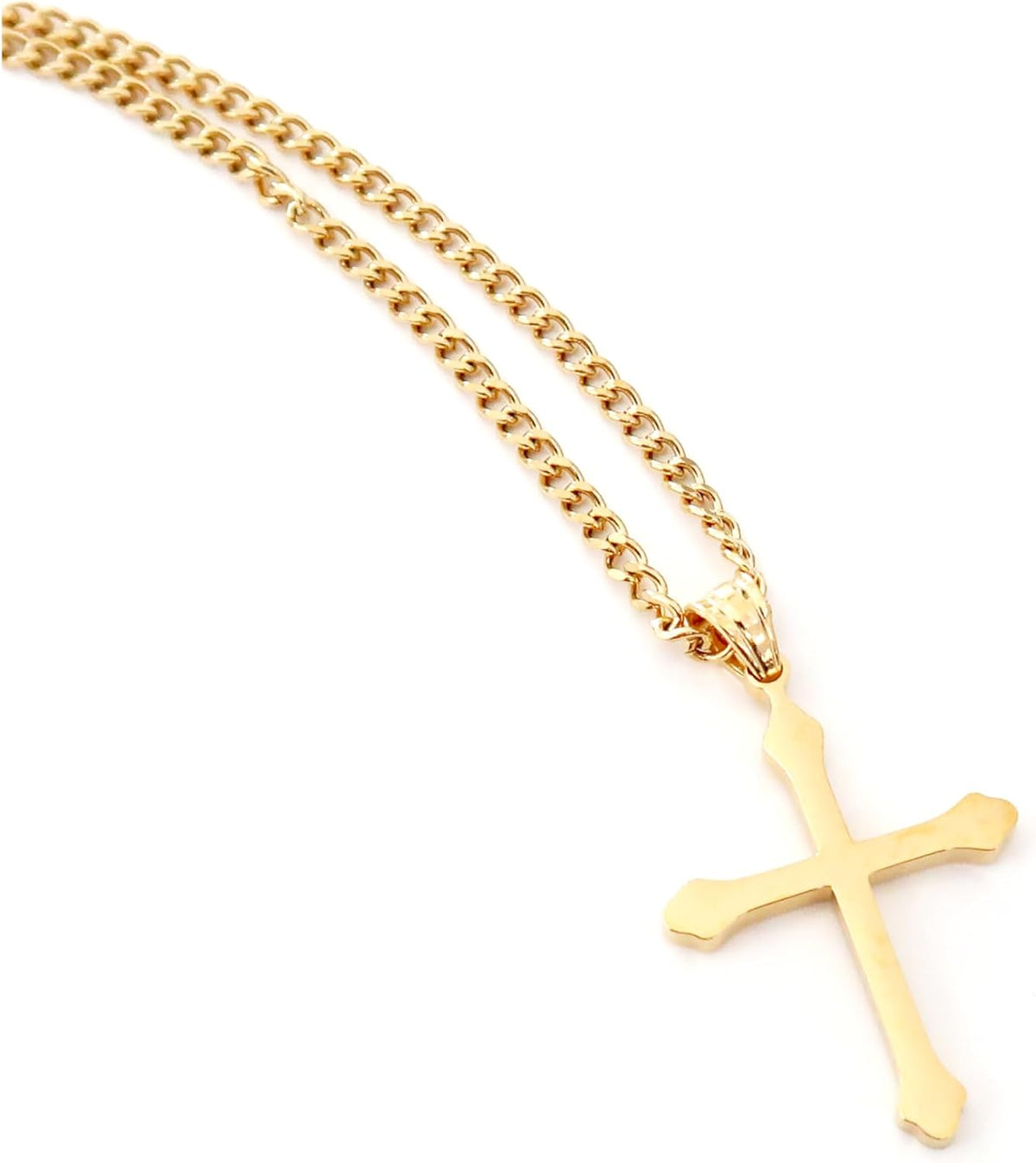 Small Budded Cross Necklace – 14K Gold