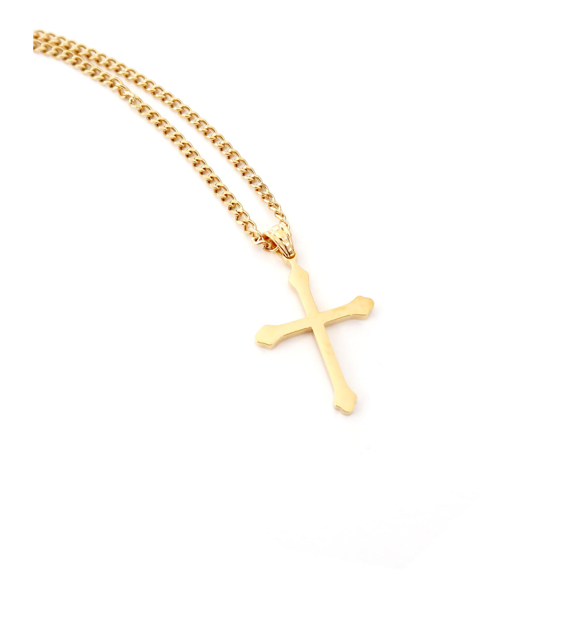 Small Budded Cross Necklace – 24K Gold