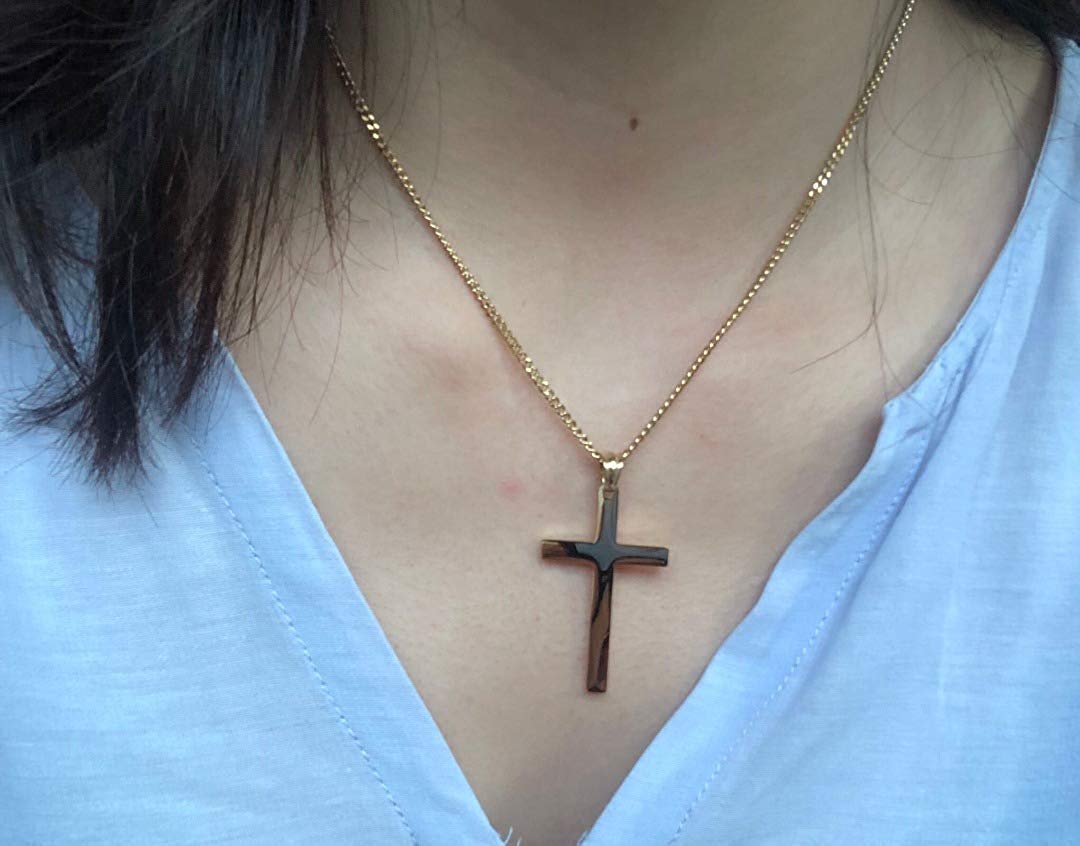 Flat Cross Necklace – Cuban Chain – 24K Gold