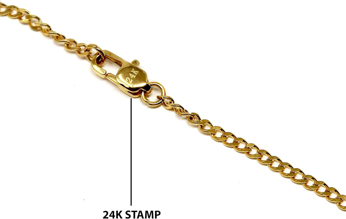 Flat Cross Necklace – Cuban Chain – 24K Gold