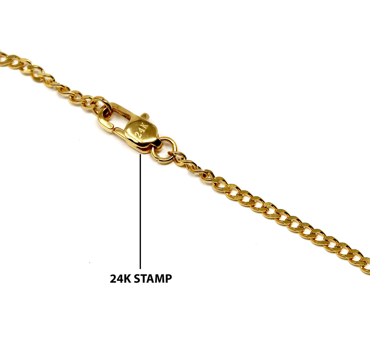 Flat Cross Necklace – Cuban Chain – 24K Gold