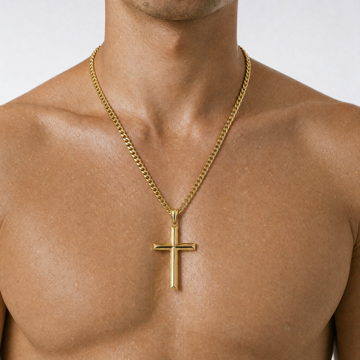Beveled Cross worn